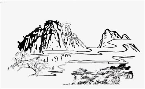 三年级山水画简易图画-千图网
