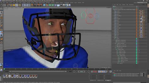 Blue Uniform Black Man Football Player Rigged for Cinema 4D 3D model ...