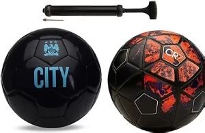 blark MAN CITY AND CR7 RED BLACK WITH INFLATING AIR PUMP FOOTBALL KIT ...