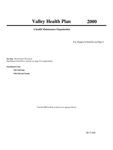 Valley Health Plan Office of Personnel Management Opm Form - Fill Out ...