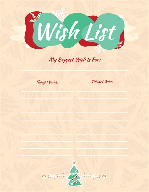 Minimalist Christmas Wish List Template - WordLayouts