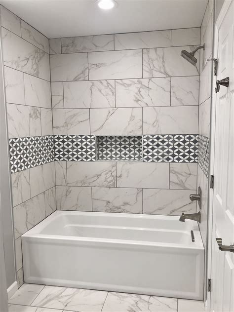 Master bath - Tub shower combo | Bathtub tile surround, Tile tub ...