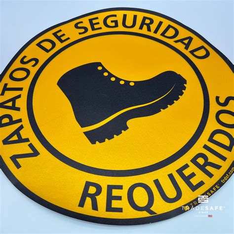 Spanish Safety Shoes Required Sign - Anti-Slip Floor Sticker | TRADESAFE