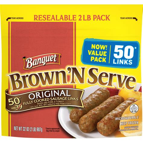 Banquet Brown N Serve Original Precooked Sausage Links 32 Ounce Value ...