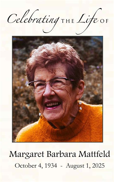 Margaret Mattfeld Obituary August 1, 2025 - Schoeneberger Funeral ...