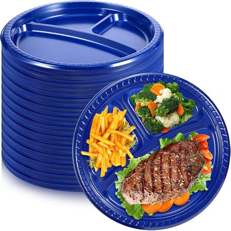 Amazon.com: Nitial 50 Pcs Plastic Plates 10 Inch Compartment Divided ...