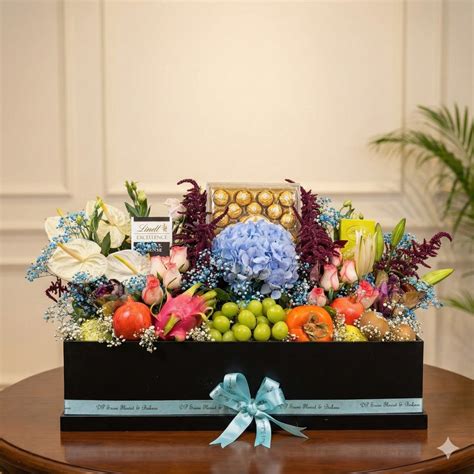 Exotic Mix Flower & Fruit Box - DP Saini Florist & Baker's