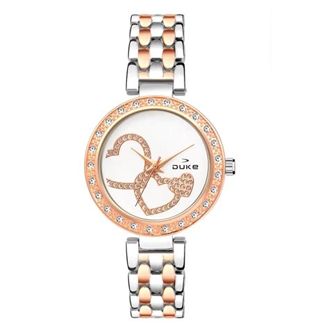 Duke Women Analog Studded Dial Metal Bracelet Strap Wrist Watch (DK700