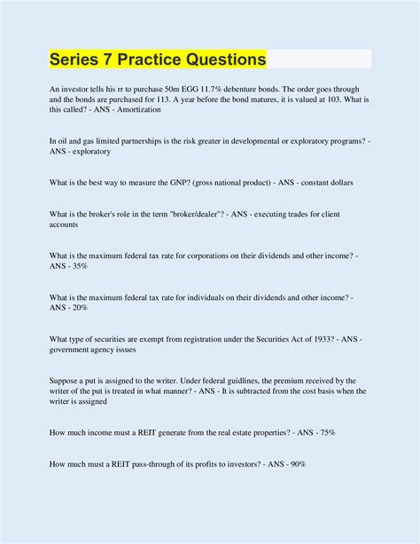 Series 7 Practice Questions | 160 Questions with 100% Correct Answers ...