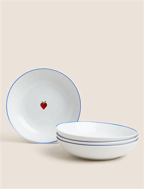 Buy Set of 4 Strawberry Pasta Bowls at Marks & Spencer