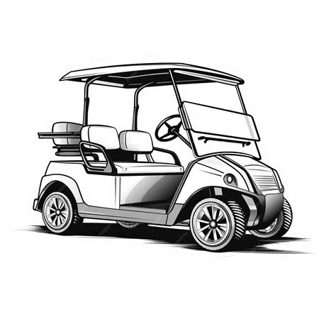 Black and white golf cart vector illustration | Premium AI-generated image