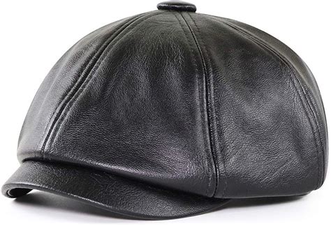 JAMONT Unisex PU Octagonal Cap Beret Hat Protect Warm Casquette (Black ...