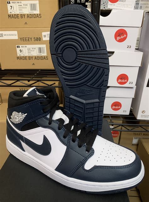 Buy Nike Air Jordan 1 Mid Armory Navy Blue White Shoes GS Men 554724 ...