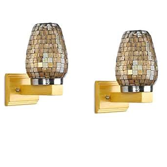 Somil Designer Wood & Glass LED Wall Lamp/Light of Hand Decorated ...