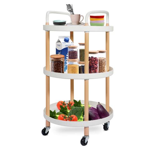 Buy Hossejoy 3-Tier Rolling Storage Cart, Round Craft Organizer Trolley ...