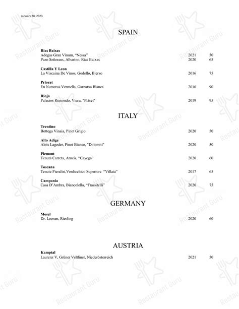 Menu at Blue Duck Tavern pub & bar, Washington