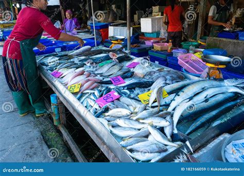 Fresh Seafood on the Counter at the Fish Market by the Ocean Editorial ...