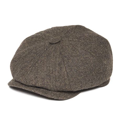 Buy BOTVELAMen's 8 Panel Wool Blend Newsboy Flat Cap Herring Tweed Hat ...