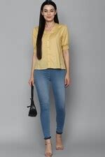 Buy Women Yellow Solid Casual Top Online - 699875 | Allen Solly