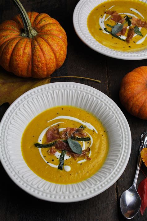 Curried Pumpkin Bisque with Prosciutto and Sage - Katie at the Kitchen ...