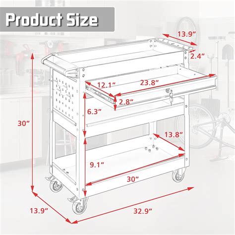 Pelnuies 3 Tray Tool Cart with Drawer, 400 LBS Capacity Heavy India | Ubuy