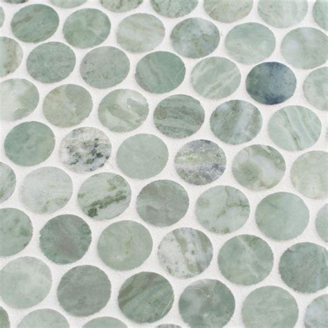 Envy Green Marble Penny Round Tile | Natural Stone Mosaic