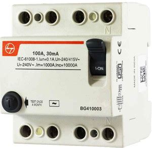 L&T RCCB FOUR POLE 100A 30mA BG410003 MCB Price in India - Buy L&T RCCB ...