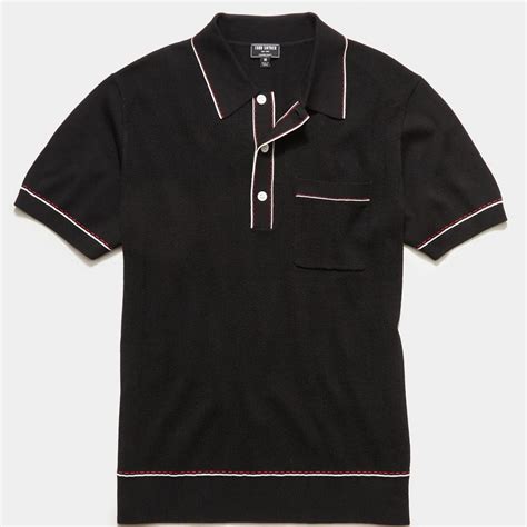 Todd Snyder Men's Black and White Polo-shirts | Depop