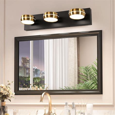 Pasoar Brass LED Bathroom Lights Fixtures Over Mirror Modern 3 Light ...