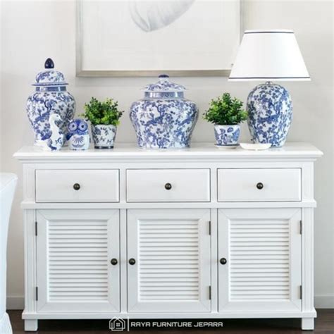 Jual MEJA TV MINIMALIS PUTIH DUCO CREDENZA MODERN DESIGN KAYU MAHOGANY ...