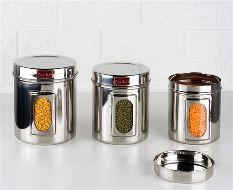 Buy Ebun Stainless Steel See through Canisters Containers Ubha Dabba ...