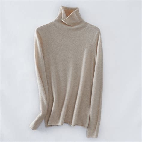 Wholesale Rolled Edge Hem Neckline Knitted Cashmere Turtleneck Sweater ...