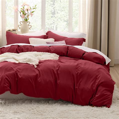 Amazon.com: Bedsure Red Duvet Cover Queen Size - 3 Pieces Prewashed ...