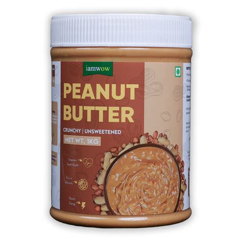 IAMWOW Natural Peanut Butter Crunchy 1KG | 100% Roasted Peanuts | 30g ...