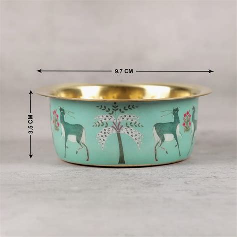 Buy INDIA CIRCUS Mirroring Deer Garden Brass Dabra Set from India ...