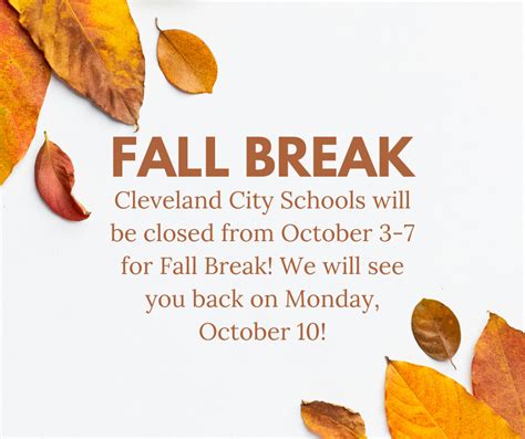 CCS closed Oct. 3-7 for Fall Break | Cleveland High