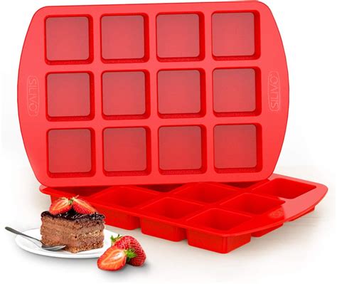 Skytail Silicone Chocolate Brownie Molds, 12 Cavities Square Silicone ...