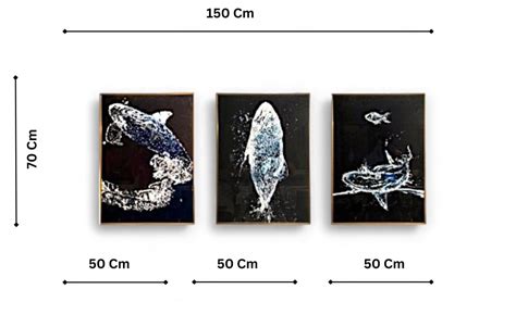 The Song of the Whales Crystal Glass Painting Set of 3 (150 x 70 Cm ...