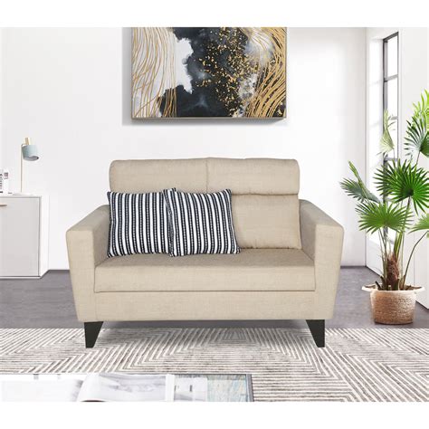 Adorn India Cardello 2 Seater Sofa (Beige) (3 Year Warranty)