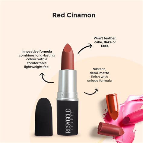 Rosy Gold Red Cinamon Matte Lipstick – HOK Makeup
