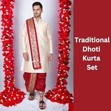 Buy Rameshwaram Fabrics Kurta for Men with Readymade Dhoti with Stole ...