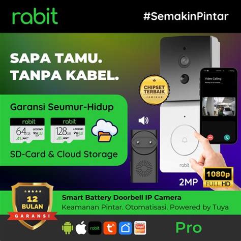 Promo RABIT SMART DOOR BELL WIRELESS IP CAMERA CCTV WIFI OUTDOOR ...