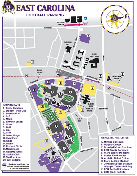 ECU Football parking map. Redesigned in 2011 in Illustrator by building ...