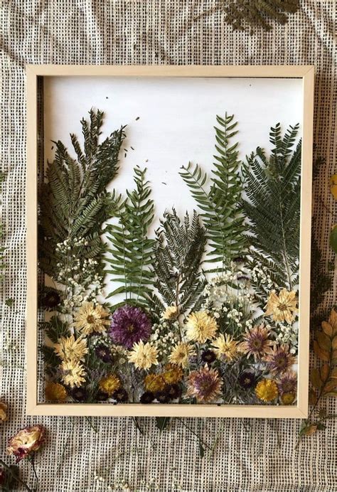 Pressed Flower Art in a Wooden Frame