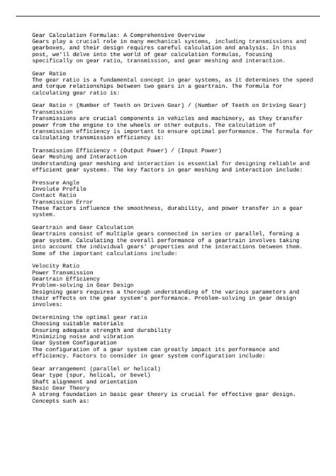 Formula for Gear Calculation 的图像结果