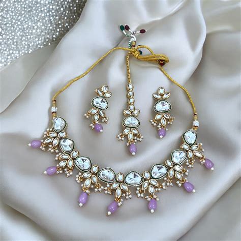 Lavender Naina Kundan Jewellery Sets – AAMARA