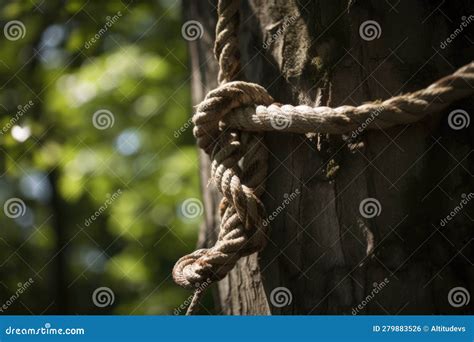 Rope Tied in Figure Eight and Hangin from a Tree Branch Stock ...