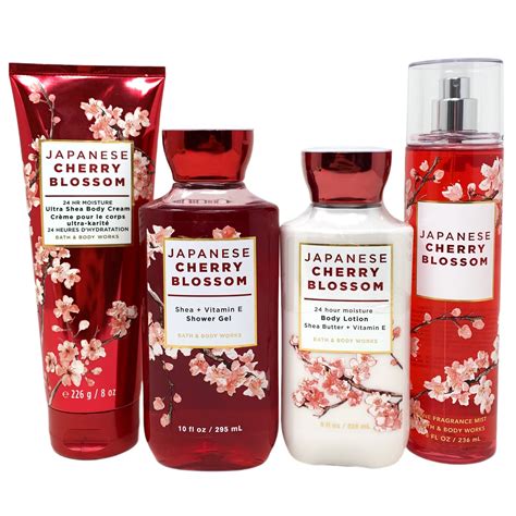 Bath and Body Works Japanese Cherry Blossom 4 Piece Gift Set - Includes ...