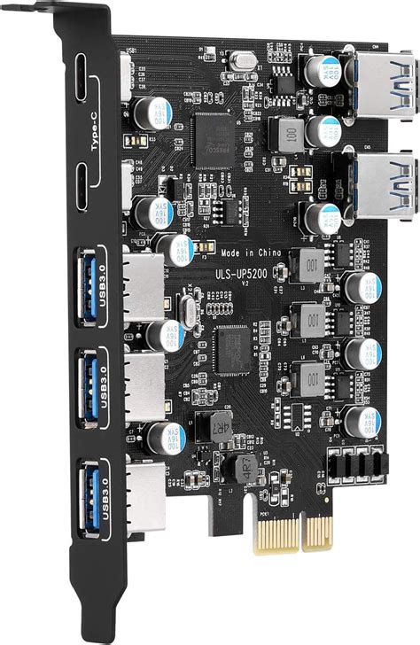 7-Port PCI-E to Type C (2), Type A (5) USB 3.0 Expansion Card with 2 ...