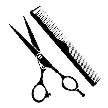 Vector illustration of barber shop symbols scissors and comb on white ...